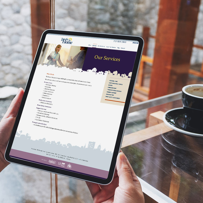 Landis at Home tablet website